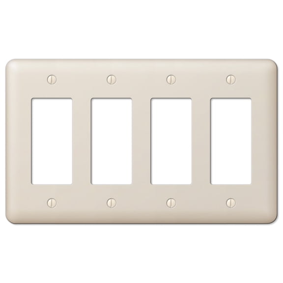 Amerelle 935R4AL Devon Wallplate, 4 Rocker, Steel, Light Almond, 1-Pack
