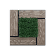 The Rug Hub Grass/Teak Wood Interlocking Deck Tiles 12"X12" (6 tiles per box)