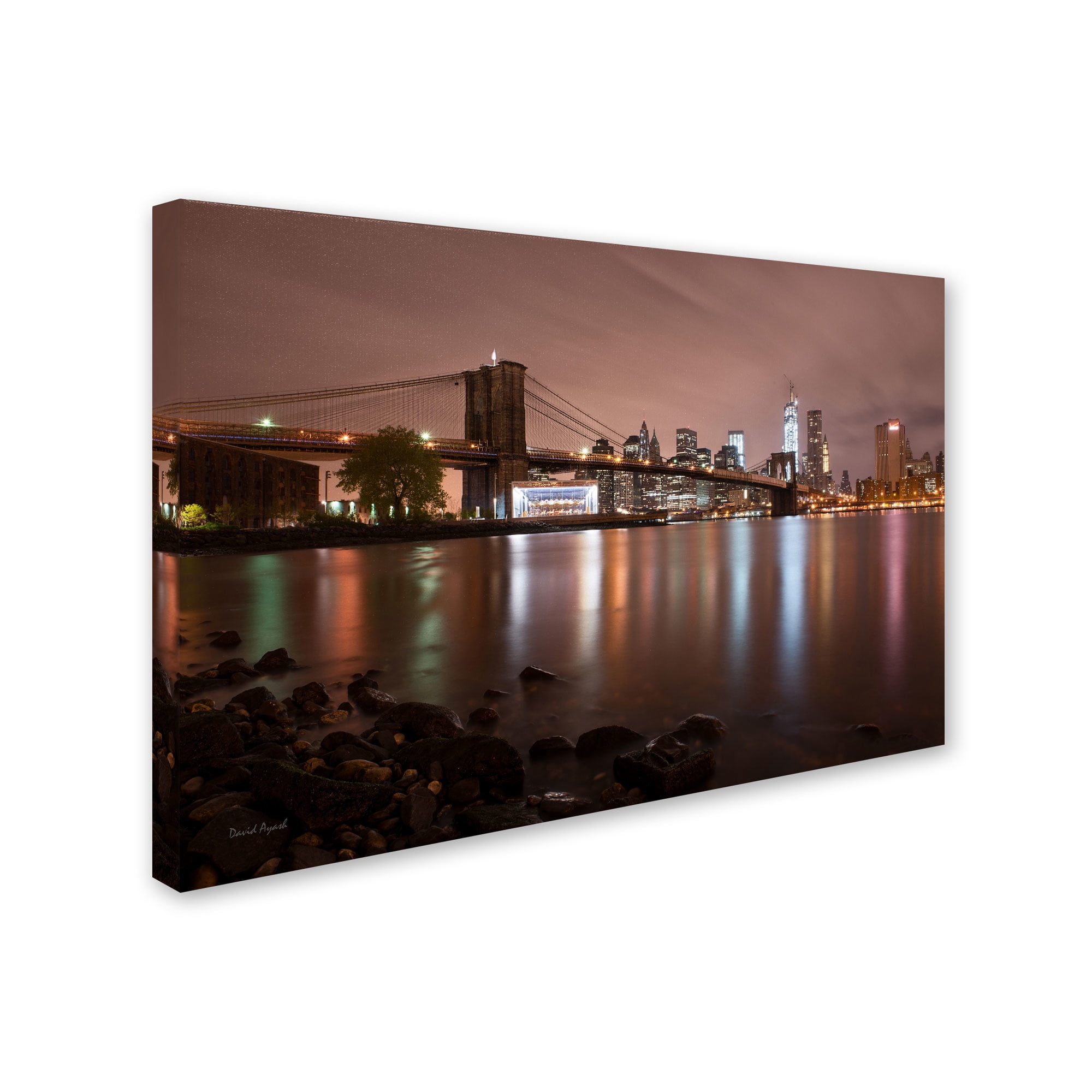 Trademark Fine Art "Jane's Carousel, Brooklyn Bridge-COLOR" Canvas Art by David Ayash