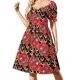 thumbnail image 2 of Vestido sin mangas con estampado de carpas koi y pez chinoiserie rojo y negro para mujer, elegante y lujoso., 2 of 7