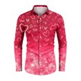 thumbnail image 4 of Fgvctg Mens Button Down Shirt Valentine's Day Long Sleeve Cotton Shirts Collared Trendy Blouse Date Day Love Heart Print Plus Size Business Casual Outfits Hot Pink M, 4 of 4