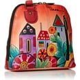 thumbnail image 2 of Anna by Anuschka Women's Hand Painted Genuine Leather Small Multi Compartment Zip-Around Organizer - Village of Dreams, 2 of 5