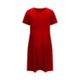 thumbnail image 7 of Women's Summer Short Sleeve Lounge Mini Dress, Loose Crewneck A-Line Swing Casual T-Shirt Dresses with Pockets, 7 of 7