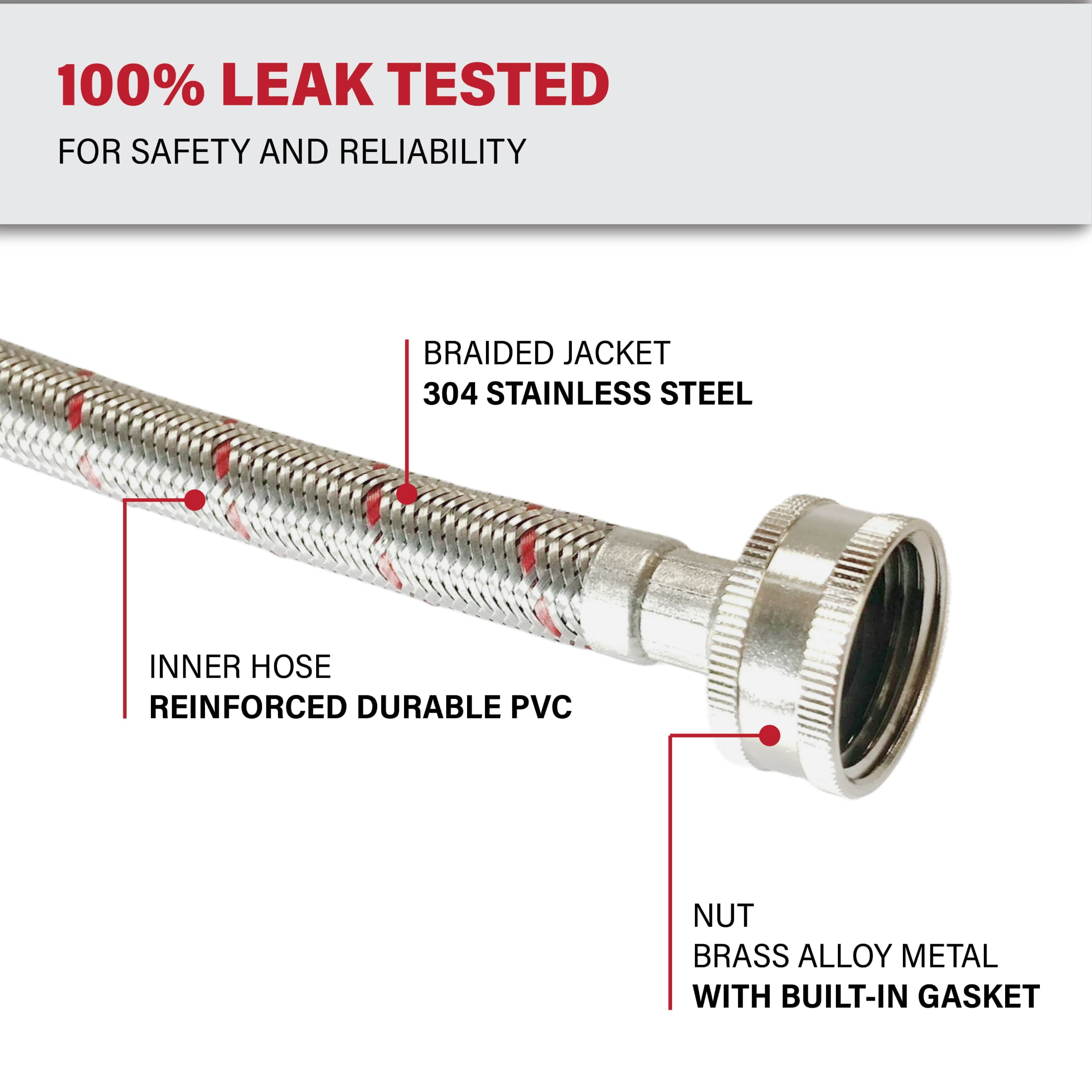 Dr. Rooter 5 Foot Premium Stainless Steel High Efficiency Hose 2 Pack, 45% Faster Flow Rate