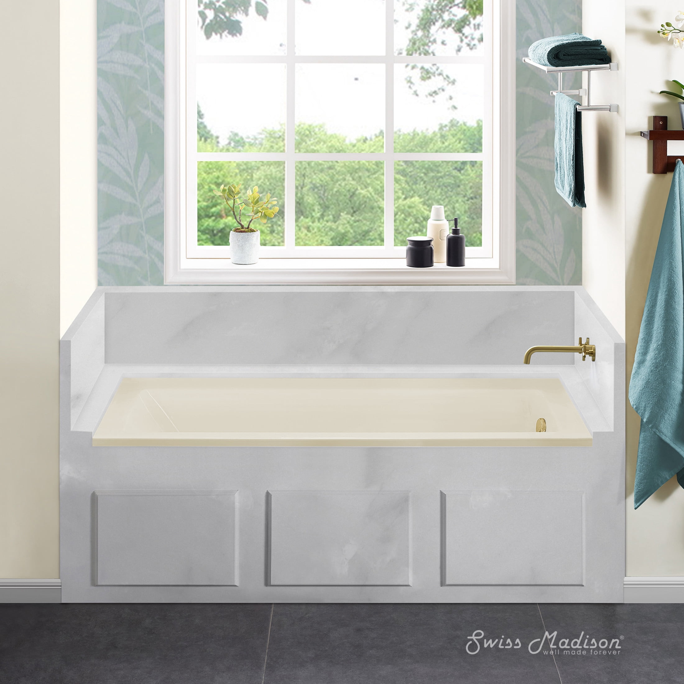Voltaire 60" x 30" Right-Hand Drain Alcove Bathtub in Bisque