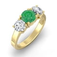 thumbnail image 2 of ARAIYA FINE JEWELRY 2 1/2 CT.T.W Round Shape Lab Grown Diamond and Natural Emerlad Three-Stone Engagement Ring | 10K Yellow Gold Anniversary Ring Size 6, 2 of 7
