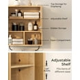 thumbnail image 4 of Fluted Wall Cabinet, Modern Wood Floating Bathroom Cabinet with Hanging Rod and Adjustable Shelf, Wall Mount Medicine Cabinet Natural Oak, 4 of 7