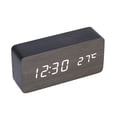 thumbnail image 1 of Pantalla LED de temperatura de tiempo de control de sonido de reloj despertador digital electrónico de madera de bambú inteligente sidaley DZ4616-05, 1 of 2