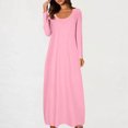 thumbnail image 2 of Yuyuzo Robe Maxi pour Femmes Manches Longues Décontractée Robe de Maison Couleur Unie Col Rond Basique Confortable, 2 of 6