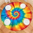 thumbnail image 2 of Colorful Tie Dye Mandala Pattern Round Fitted Tablecloth with Elastic Edge,Dining Table Cover Waterproof,Outdoor Round Tablecloth for Camping,Dining,Indoor and Outdoor, 2 of 7