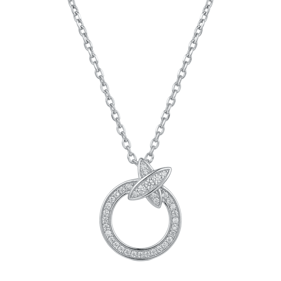 Luxury Halo Circle Pendant Necklace | Silver-Tone Round Crystal Studded Pendant Chain | Elegant Jewelry for Party, Wedding & Daily Wear