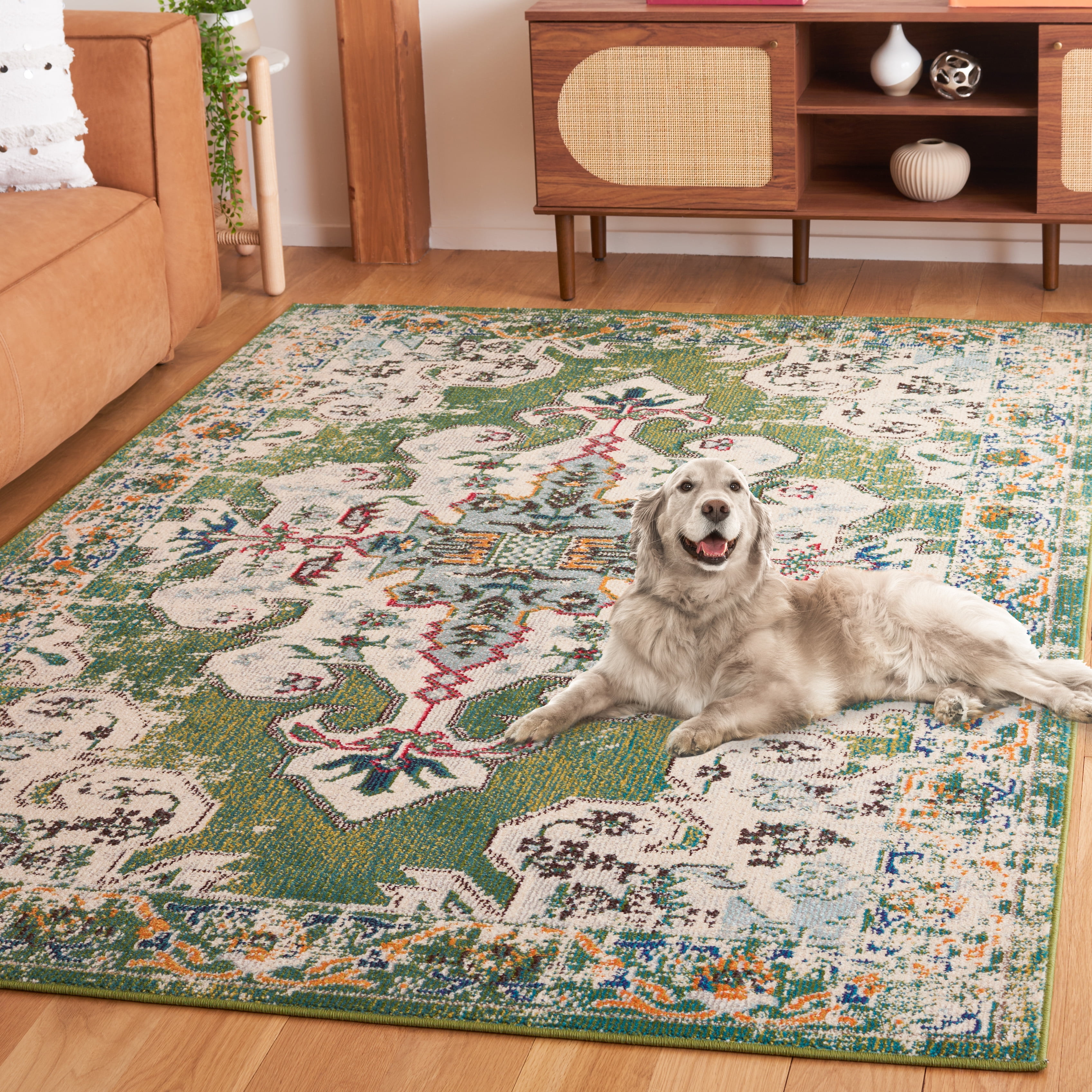 SAFAVIEH Madison Richmal Oriental Area Rug, Green/Aqua, 9' x 12'