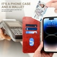 thumbnail image 3 of Nalacover Vintage Wallet Case for iPhone 14 Pro Max, Magnetic Closure Flip Folio Cover with Card Slots Kickstand, Classic PU Leather TPU Shockproof Anti-Scratches Case for iPhone 14 Pro Max,Red, 3 of 6