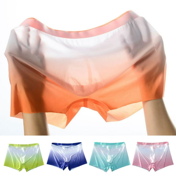 zeranth Men Gradient Color Ice Silk Underwear Mid-rise Seamless U-convex Shorts Briefs Slim Fit High Elasticity Panties