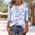 thumbnail image 4 of Ruimatai Women's Boho T-Shirt Vintage Floral Print Loose Fit 3/4 Sleeve Round Neck Casual Oversized Top, 4 of 7