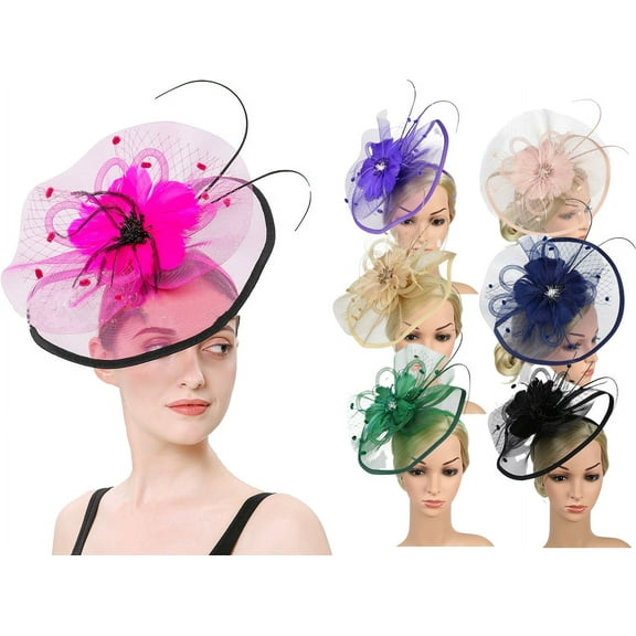 Yoyauz Headbands For Women Hat Clip Women Hair Fascinators Hairpin Wedding Girl Party Cocktail Tea Headband Hot Pink One size
