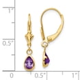 thumbnail image 3 of 14K Yellow Gold Earring Birthstone (02) February Women'S Amethyst Pear Purple 23 mm 4, 3 of 3