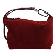 Christian Louboutin Women's Burgundy Suede Silver-Hardware Handbag Burgundy