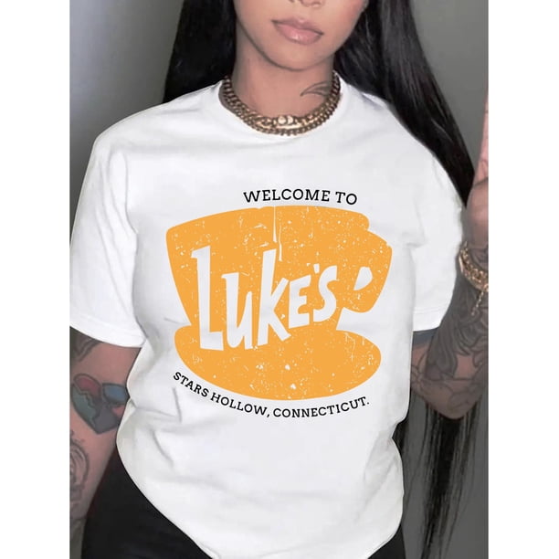 Camiseta informal con estampado de letras para mujer: cuello redondo, manga corta, algodón elástico, lavable a máquina. Ideal para verano y ropa informal. Estilo informal. Ideal para todos los gustos.