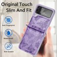 thumbnail image 4 of Allytech Slim Case for Samsung Galaxy Z Flip4, Embossed Butterfly PU Leather Clear PC Bumper Protective Case,Purple, 4 of 5