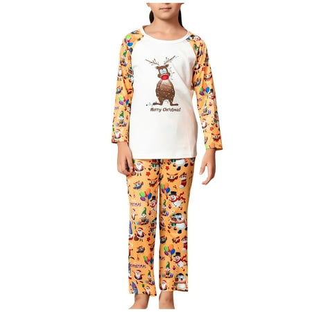 

DNDKILG Matching Christmas Pjs Holiday Pajamas Set for Women Kids 9 Years