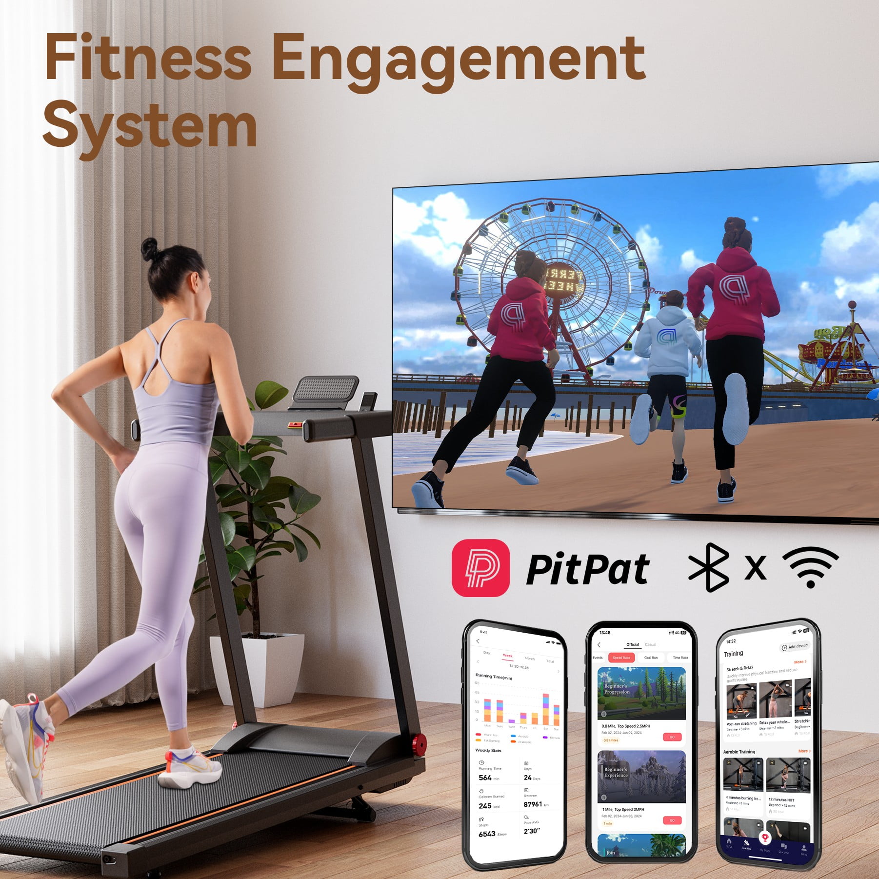 4-in-1 Treadmills for Home with Incline and Handles, Folding Treadmill Running Machine for Small Spaces 300 LB 3.0 HP 7.5 MPH Foldable Treadmill with Smart APP