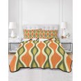 thumbnail image 3 of Orange Green Geometric Twin Size Down Alternative Comforter, Lightweight Comforter Quilt Bedding Set with Pillow Shams Abstract Moire Contemporary All Seasons Bed Comforter Duvet Insert 68"x86", 3 of 7