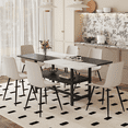thumbnail image 3 of ExtraLco Dining Table Set for 6, Black and White MDF Table with Storage Shelf and 6 Upholstered Chairs for Dining Room, 3 of 10