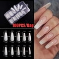 thumbnail image 1 of 100pcs Fake Nails Acrylic Nails Full Cover Tips Coffin Manicure, 1 of 3