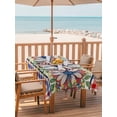 thumbnail image 2 of Outdoor Tablecloth with Umbrella Hole for Patio/Picnic/Party/Camping, 4th of July Daisy Waterproof Table Cloth Rectangle Table Cover Washable, Vintage Floral Blue Red Buffalo Plaid (60"x 102"), 2 of 8