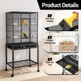 thumbnail image 4 of GARVEE Large Iron Bird cage with Rolling Stand, Slide-Out Tray,Wooden Perches for Multiple Birds, Indoor Use, Black, 4 of 7
