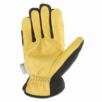 Wells Lamont 7003803 Mens Cowhide Leather Saddletan Grain Winter Work Gloves, Black & Yellow - Medium