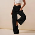 thumbnail image 2 of Women's Cotton Linen Pants Baggy High Waist Casual Wide Leg Pants Boho Beach Pant 2025 Black,L, 2 of 6