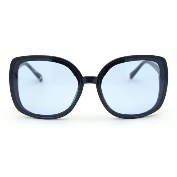 Womens Diva Thin Plastic Frame Butterfly Sunglasses Navy Blue