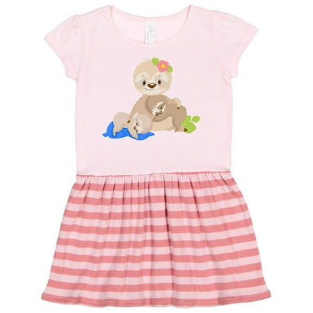 

Inktastic Sloth Mom with 2 Sleeping Baby Sloths Gift Toddler Girl Dress