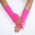 thumbnail image 5 of CUZIBR Womens Gloves Ladies Warm Solid Color Knit Fingerless Gloves Mittens Fashion Flowers Striped Open Fingers For Cycling Running Outdoor Activities, 5 of 6