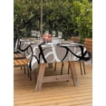 thumbnail image 2 of Outdoor Tablecloth with Umbrella Hole and Zipper, Brown Geometric Rectangle Table Cloth 60x84 Inch Waterproof Tablecloth, Vintage Black White Striped Abstract Art Picnic Table Cover for Patio Camping, 2 of 7