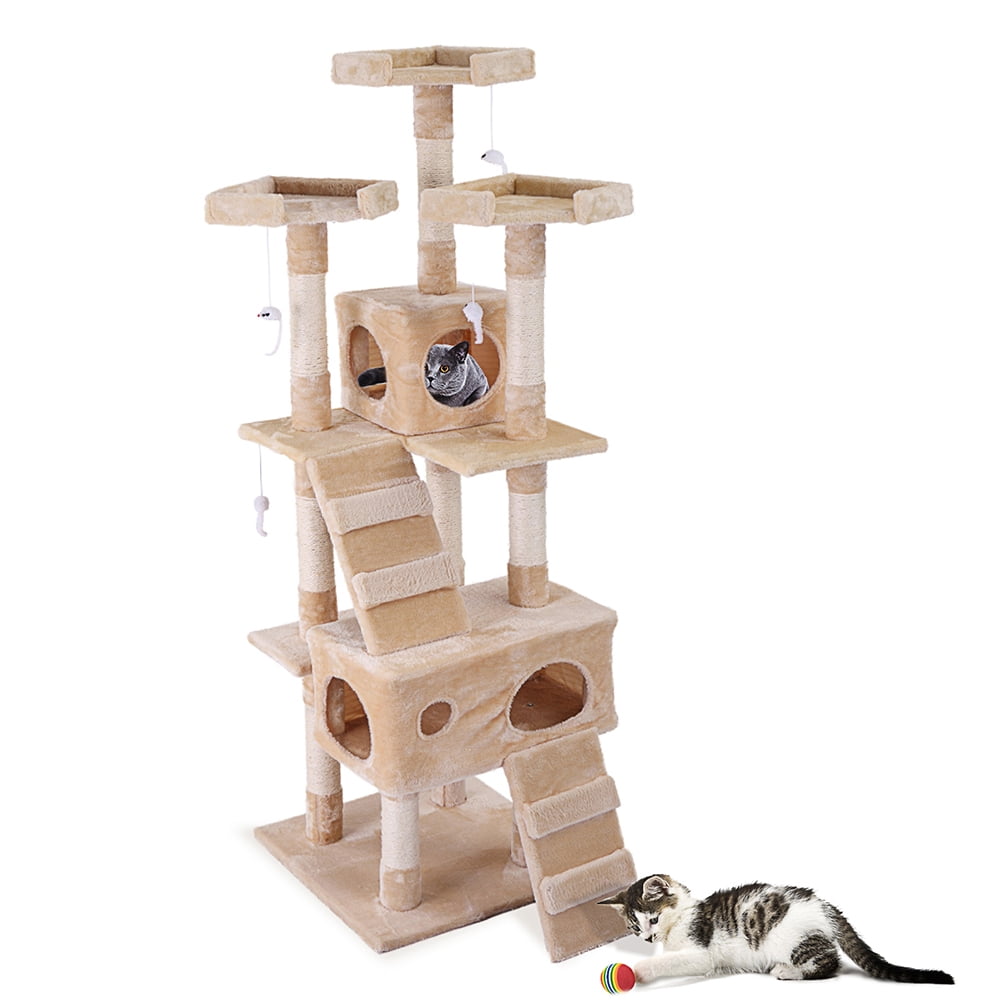 Kadyn Multi-level Cat Tree, Cat Tree Condo with 3 Perches, 66" Cat Tower for Indoor, Beige Kadyn Multi-level Cat Tree, Cat Tree Condo with 3 Perches, 66" Cat Tower for Indoor, Beige