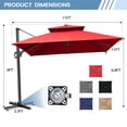 thumbnail image 4 of Crestlive Products 11x11FT Large Patio Cantilever Umbrella, Square Offset Outdoor Umbrella with Aluminum Frame for Pool Backyard Deck Garden, Red, 4 of 7