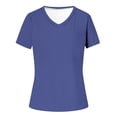 thumbnail image 4 of Loopsun Plus Size Womens Summer Tops, Fashion Woman Causal V-Neck Solid Blouse Short Sleeve T-Shirt Summer Tops Blue M, 4 of 4