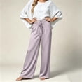 thumbnail image 5 of jjayotai Women Wide Leg Pants Elastic High Waisted Drawstring Palazzo Pants Flowy Beach Outfits Work Business Casual Trousers, 5 of 6