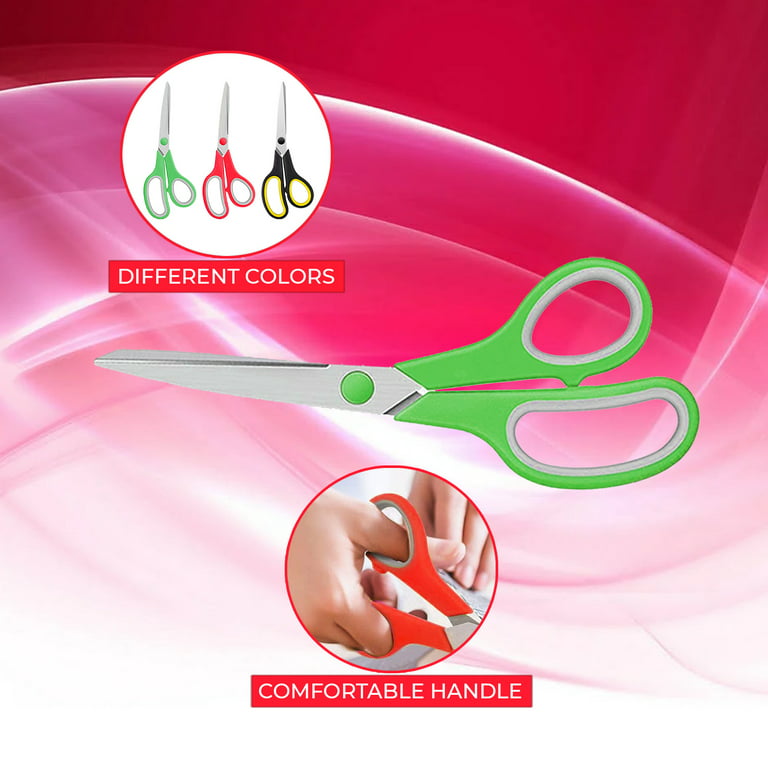 ZekPro 3 Pack Scissors 8 Craft Scissors All Purpose, Heavy Duty Sharp  Blade Shears Sewing Scissor for Office, Fabric and School Supplies Left -  Right