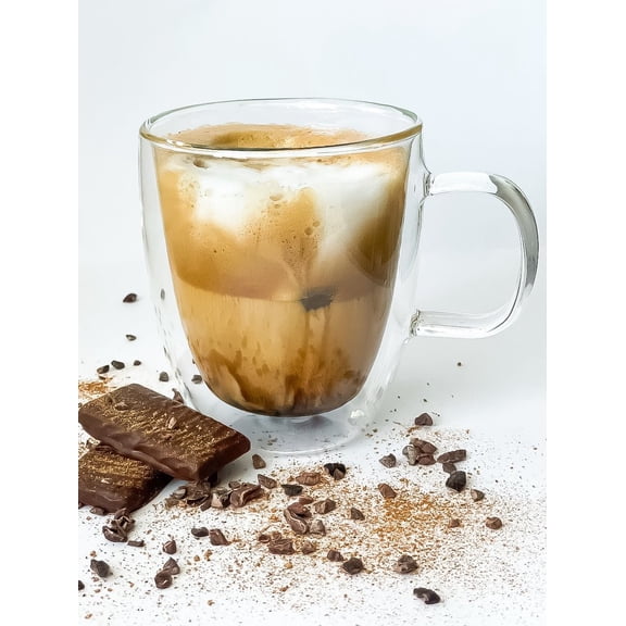Double Wall Glass Coffee Mugs with Handles, 17 oz, Clear, Set of 2