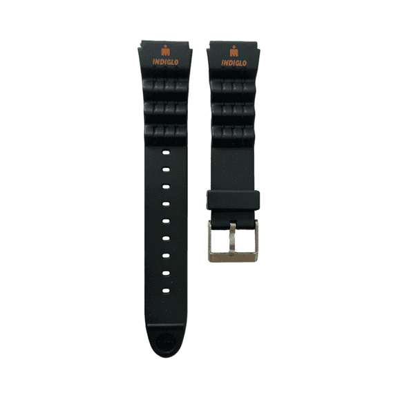 TIMEX 19MM BLACK IRONMAN TRIATHLON VINTAGE RUBBER SPORT WATCH BAND STRAP