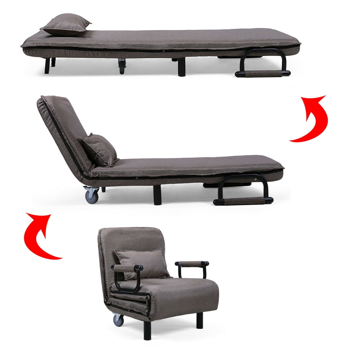 Lowestbest Folding Lazy Sofa Chair, Recliner Chair, Sofa Bed, Floor Chair, Adjustable Sofa Couch Beds, Lounge Chair, Brown Lowestbest Folding Lazy Sofa Chair, Recliner Chair, Sofa Bed, Floor Chair, Adjustable Sofa Couch Beds, Lounge Chair, Brown