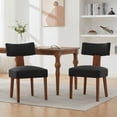 thumbnail image 2 of Set of 2 Modern Armless Dining Chairs in Linen Fabric with Curved Backrest and Solid Wooden Legs for Living Room，Black, 2 of 17