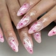 24Pcs/Set Pink White Acrylic Fake Nails Art Medium Long Almond False