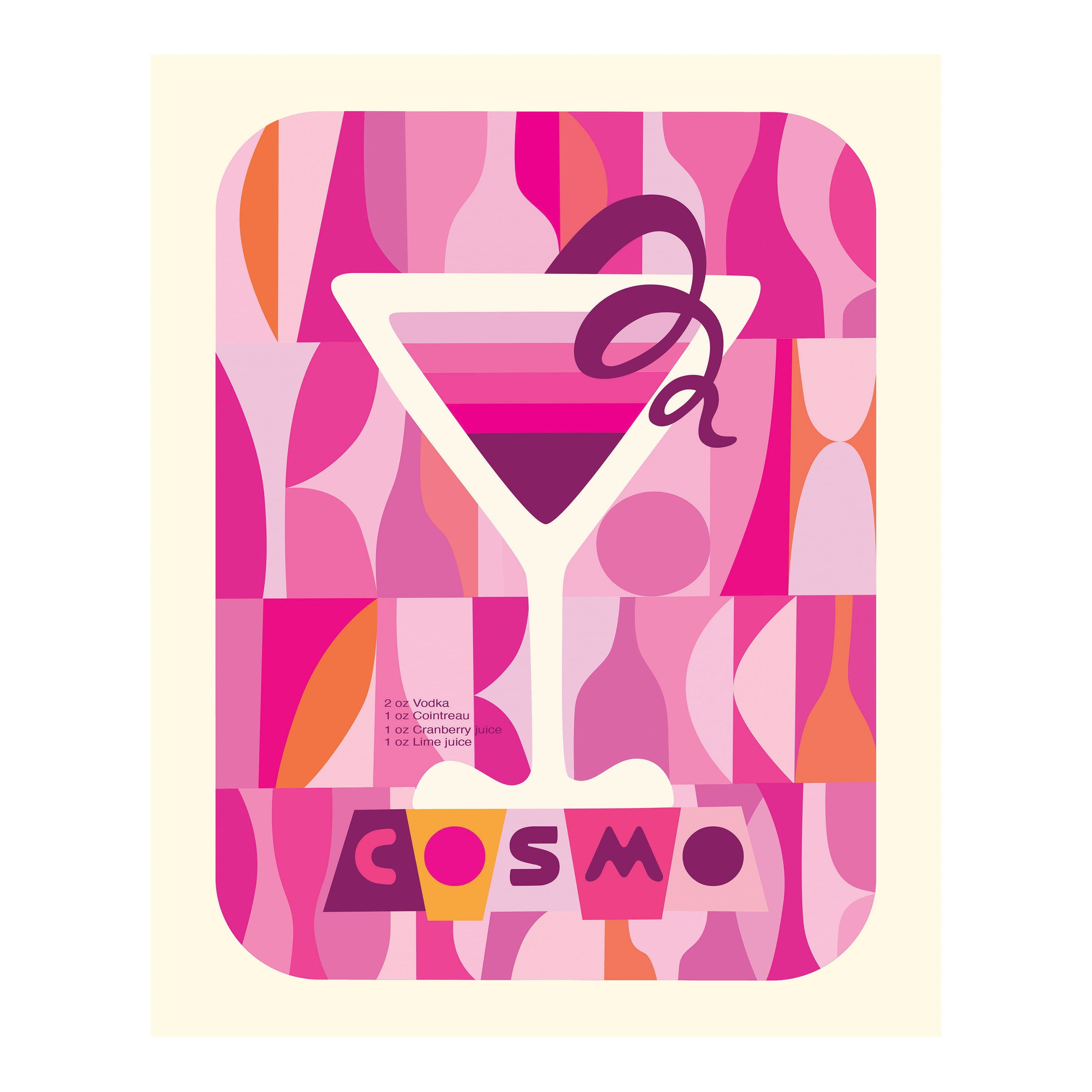 (2 pack) DesignOvation Cocktail Recipes Unframed Art Prints 8” x 10” Set of 3 by Rachel Lee