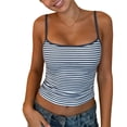 thumbnail image 2 of DPTALR Women's Fashion Striped Round Neck Tank Top,Blue,Size XL,Women's Plus ,Young Adult Tops, 2 of 7