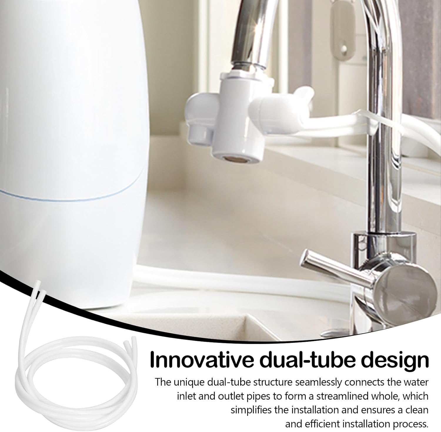 AWINQQ Water Purifier Hose Compatible with eSpring 100185 100188 Tubing Dual-Tube Flexible Hose, 1.5m Water Hose
